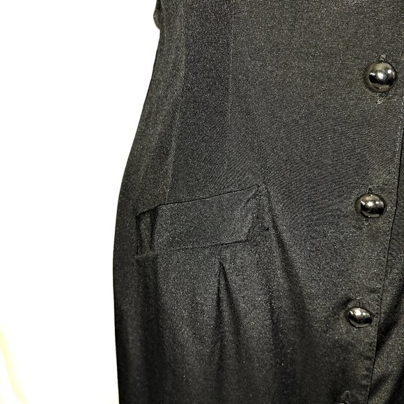 Vintage 80s Mini Coat Dress Button Up Front tie in back - Picture 2 of 7